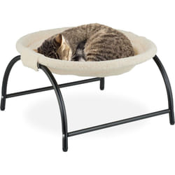 Relaxdays - Letto Amaca per Gatti, Cani Piccoli, Cuccia Rialzata Animali Domestici, Lettino Cuscino 25x45x42cm, Beige Nero
