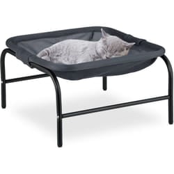 Relaxdays - Letto Amaca per Gatti e Cani Piccoli, Cuccia Rialzata Animali Domestici, Lettino hlp: 27x45x45 cm, Grigio Nero