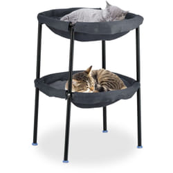 Relaxdays - Letto Amaca per Gatti, Cuccia Rialzata con 2 Lettini a Rete per Animali Domestici, hlp: 59x41x43 cm, Grigio