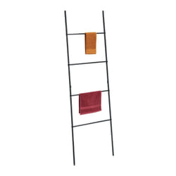 Scala Porta Asciugamani da Bagno e Camera, Scaletta a 4 Pioli Portasciugamani in Acciaio, HxL: 171x55 cm, Nero - Relaxdays