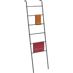 Scala Porta Asciugamani da Bagno e Camera, Scaletta a 6 Pioli Portasciugamani, Acciaio, 171x45,5x10 cm, Nero - Relaxdays