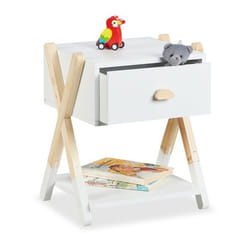 Relaxdays Nachttisch für Kinder Comodino 1 cassetto/cassetti Naturale, Bianco