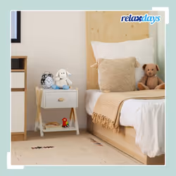 Relaxdays Nachttisch für Kinder Comodino 1 cassetto/cassetti Naturale, Bianco