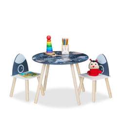 Relaxdays - Tavolino per Bambini con 2 Sedie, Set di Mobili per la Cameretta e Stanza dei Giochi con Design Dinosauro