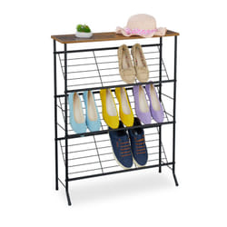 Scarpiera a Ripiani per 9 Paia di Scarpe, Scaffale Portascarpe Salvaspazio Ingresso, hlp 89,5x60x23,5 cm, Nero - Relaxdays