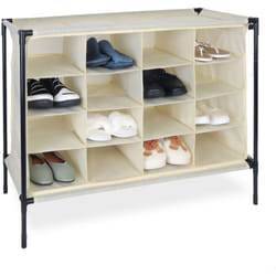 Scarpiera in Stoffa da Campeggio, 16 Scomparti Porta Scarpe, Impilabile, Sistema a Incastro, hlp: 65x84x37 cm - Relaxdays