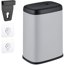 Relaxdays - Cestino da Bagno, con Adesivo da Muro o Gancio per Anta, Pattumiera 5 l, Secchio Interno, in Ferro, V.Colori