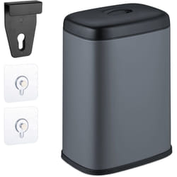 Relaxdays - Cestino da Bagno, con Adesivo da Muro o Gancio per Anta, Pattumiera 5 l, Secchio Interno, in Ferro, V.Colori