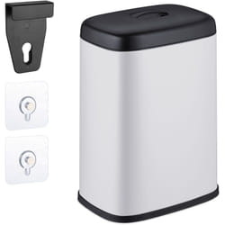 Relaxdays - Cestino da Bagno, con Adesivo da Muro o Gancio per Anta, Pattumiera 5 l, Secchio Interno, in Ferro, V.Colori