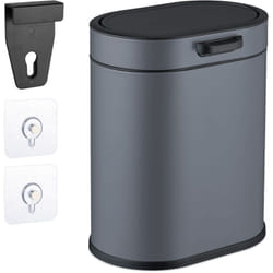Relaxdays - Cestino da Bagno, con Adesivo da Muro o Gancio per Anta, Pattumiera 5 l, Secchio Interno, in Ferro, V.Colori