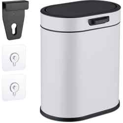 Relaxdays Cestino da Bagno, con Adesivo da Muro o Gancio per Anta, Pattumiera 5 L, Secchio Interno, in Ferro, V.Colori