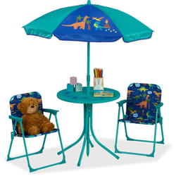Tavolo Bambini con Ombrellone, Set con 2 Sedie, da Campeggio e Giardino, Tavolino Picnic, in vari colori - Relaxdays