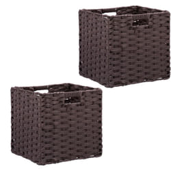 Relaxdays - Cesti Intrecciati Portaoggetti in Plastica, Set 2 Scatole da Scaffale, hlp 31x32x30 cm, Organizer Libri Cubo