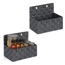 Relaxdays - Cestino Portaoggetti da Appendere, 2 Organizer per Bagno, Corridoio, Camera da Letto, 20x25x16,5 cm, Grigio