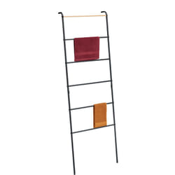 Scala Porta Asciugamani da Bagno e Camera, Scaletta a 6 Pioli Portasciugamani, Acciaio, 160,5x55,5x10 cm, Nero - Relaxdays