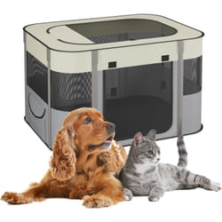 Relaxdays - Recinto per Cani da Interno ed Esterno, Box Pieghevole Portatile Cuccioli, 43x71x55 cm, Tessuto, Multicolore