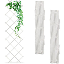 Relaxdays - Grigliato in Legno per Rampicanti, 180x60 cm, Set 3 Tralicci Allungabili Piante da Giardino e Balcone, Bianco