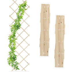 Relaxdays - Grigliato in Legno per Rampicanti, 180x60 cm, Set 3 Tralicci Allungabili Piante Giardino e Balcone, Naturale