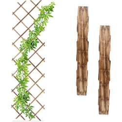Relaxdays - Grigliato in Legno per Rampicanti, 180x60 cm, Set 3 Tralicci Allungabili Piante Giardino e Balcone, Fiammato