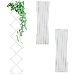Relaxdays - Grigliato in Legno per Rampicanti, 180x30 cm, Set 3 Tralicci Allungabili Piante da Giardino e Balcone, Bianco