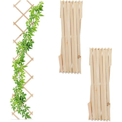 Relaxdays - Grigliato in Legno per Rampicanti, 180x30 cm, Set 3 Tralicci Allungabili Piante da Giardino, Balcone, Naturale