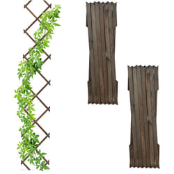 Relaxdays - Grigliato in Legno per Rampicanti, 180x30 cm, Set 3 Tralicci Allungabili Piante da Giardino e Balcone, Marrone