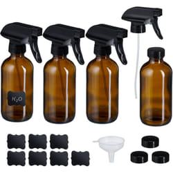 Relaxdays - Spruzzino Nebulizzatore, Set 4 Bottiglie Spray Vuote da 500 ml, Vaporizzatore Parrucchieri, Pulizia, Marrone