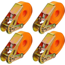 Relaxdays - Cinghie di Fissaggio a Cricchetto, Set 4 Fasce Portapacchi, 5 m, Gancio Fermacarico in Auto, 500 kg, Arancione