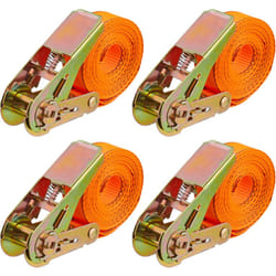 Relaxdays - Cinghie di Fissaggio a Cricchetto, Set 4 Fasce Portapacchi, 4 m, Gancio Fermacarico in Auto, 500 kg, Arancione