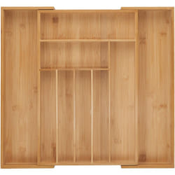 Relaxdays - Portaposate da Cassetto Allungabile, Divisorio a 7-9 Scomparti per Posate, 5 x 30,5-5 x 47 cm, Bambù, Naturale