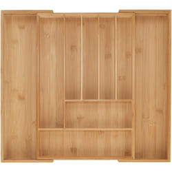 Relaxdays - Portaposate da Cassetto Allungabile, Divisorio a 7-9 Scomparti per Posate, 5 x 31-50 x 45 cm, Bambù, Naturale