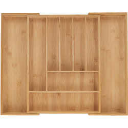 Relaxdays - Portaposate da Cassetto Allungabile, Divisorio a 7-9 Scomparti per Posate, 5x32,5-53,5x43 cm, Bambù, Naturale