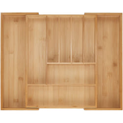Relaxdays - Portaposate da Cassetto Allungabile, Divisorio a 7-9 Scomparti per Posate, 5x29,5-47,5x38 cm, Bambù, Naturale