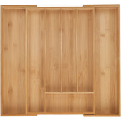 Relaxdays - Portaposate da Cassetto Allungabile, Divisorio a 5-7 Scomparti per Posate, 5 x 30,5-5 x 47 cm, Bambù, Naturale
