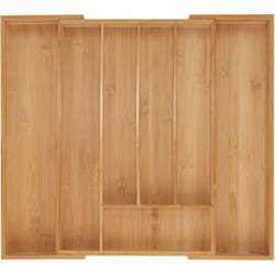 Relaxdays - Portaposate da Cassetto Allungabile, Divisorio a 5-7 Scomparti per Posate, 5 x 31-50 x 45 cm, Bambù, Naturale