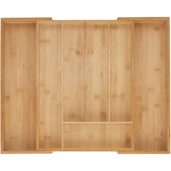 Relaxdays - Portaposate da Cassetto Allungabile, Divisorio a 5-7 Scomparti per Posate, 5x32,5-53,5x43 cm, Bambù, Naturale