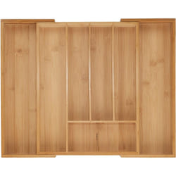 Relaxdays - Portaposate da Cassetto Allungabile, Divisorio a 5-7 Scomparti per Posate, 5x29,5-47,5x38 cm, Bambù, Naturale