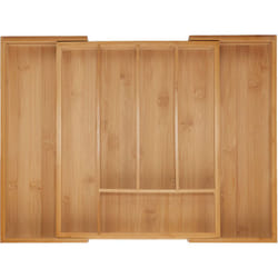 Relaxdays - Portaposate da Cassetto Allungabile, Divisorio a 5-7 Scomparti per Posate, 5x28-44,5x33,5 cm, Bambù, Naturale