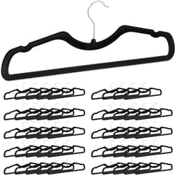 Set da 50 Grucce Appendiabiti, Rivestimento in Velluto, Appendini Antiscivolo, con Tacche Laterali, Nero - Relaxdays