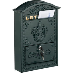 Relaxdays - Cassetta Posta, Design Antico, Porta Lettere A4, Casella Postale in Ferro e Alluminio, 42x28x10 cm, Verde Oro