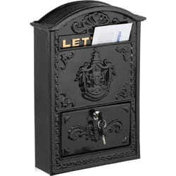 Relaxdays - Cassetta Posta, Design Antico, Porta Lettere A4, Casella Postale in Ferro e Alluminio, 42x28x10 cm, Nero Oro
