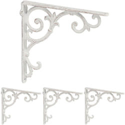 Relaxdays - Set 4 Reggimensola da Muro, Staffe per Mensole, hlp: 24,5x4x24,5 cm, Supporti Angolari Ripiani Vintage, Bianco