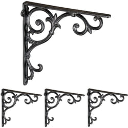 Relaxdays - Set 4 Reggimensola da Muro, Staffe per Mensole, hlp: 24,5x4x24,5 cm, Supporti Angolari Ripiani Vintage, Nero