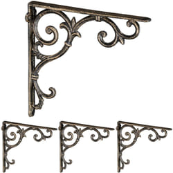 Relaxdays - Set 4 Reggimensola da Muro, Staffe per Mensole, hlp: 24,5x4x24,5 cm, Supporti Angolari Ripiani Vintage, Bronzo