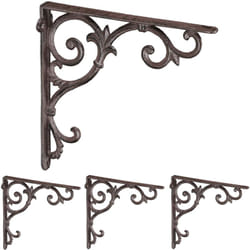 Relaxdays - Set 4 Reggimensola da Muro, Staffe Mensole, hlp: 24,5x4x24,5 cm, Supporti Angolari Ripiani Vintage, Marrone