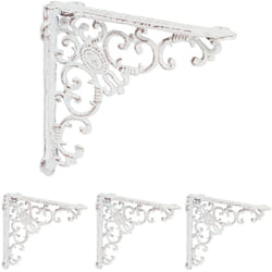 Relaxdays - Set da 4 Reggimensola da Muro, Staffe per Mensole, hlp: 21,5x4x21,5 cm, Supporti Angolari per Scaffali, Bianco