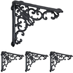 Relaxdays - Set da 4 Reggimensola da Muro, Staffe per Mensole, hlp: 21,5x4x21,5 cm, Supporti Angolari per Scaffali, Nero