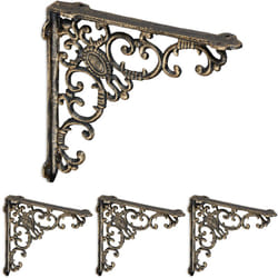 Relaxdays - Set da 4 Reggimensola da Muro, Staffe per Mensole, hlp: 21,5x4x21,5 cm, Supporti Angolari per Scaffali, Bronzo