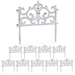 Relaxdays - Bordo per Aiuole, Set 10 Recinzioni in Ghisa per Prato in Giardino, HxL: 27x27 cm, Bordure Vintage, Bianco