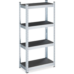 Scaffale Carichi Pesanti, hlp: 120x60x30 cm, 4 Ripiani Alta Portata 700 kg, per Garage, Acciaio Zincato, Nero - Relaxdays